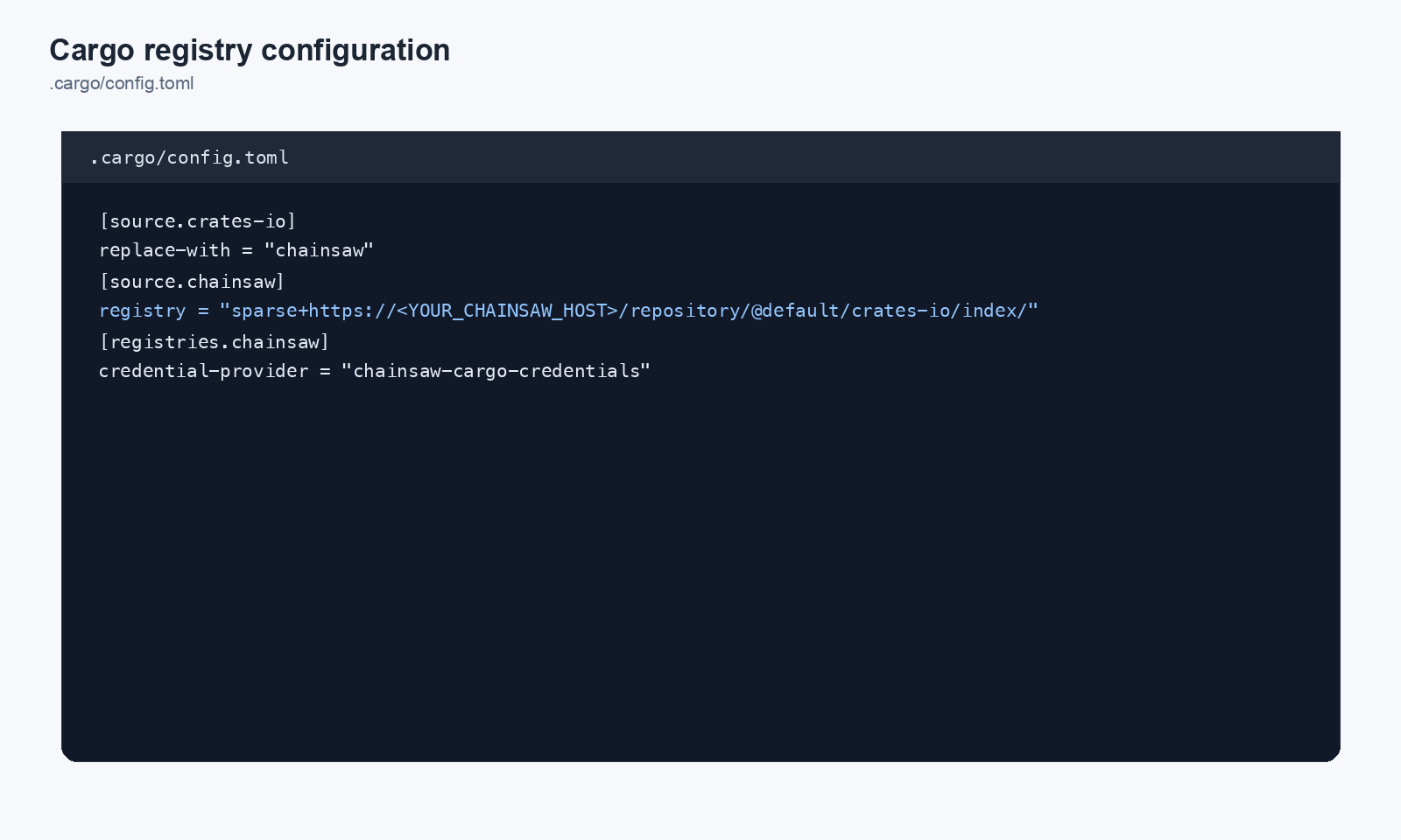 Cargo registry configuration