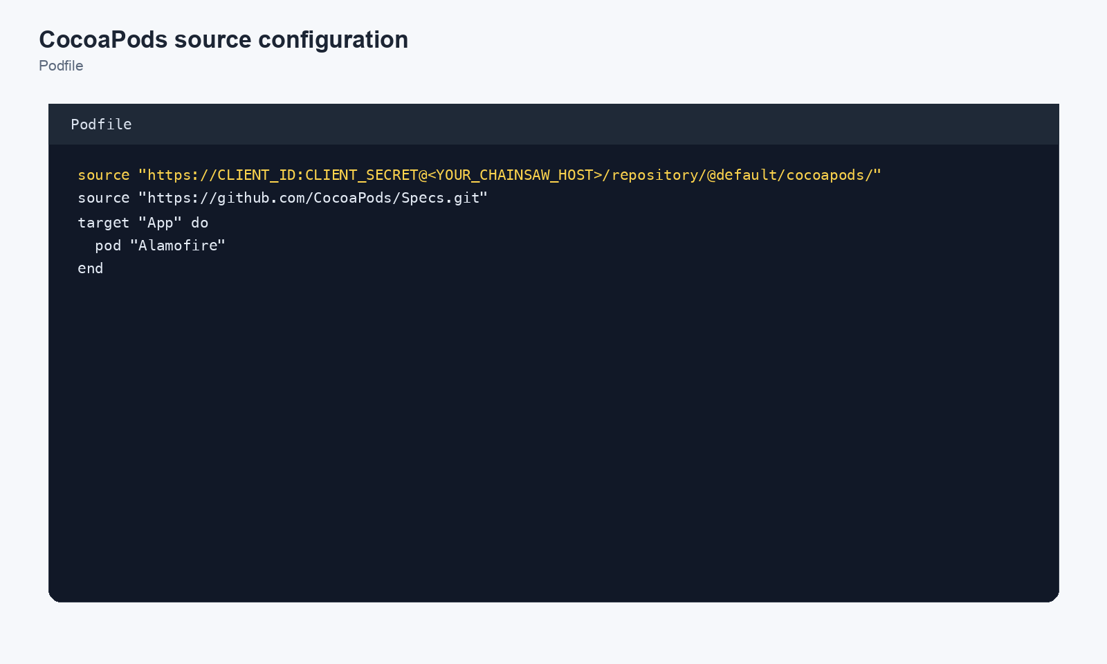 CocoaPods source configuration