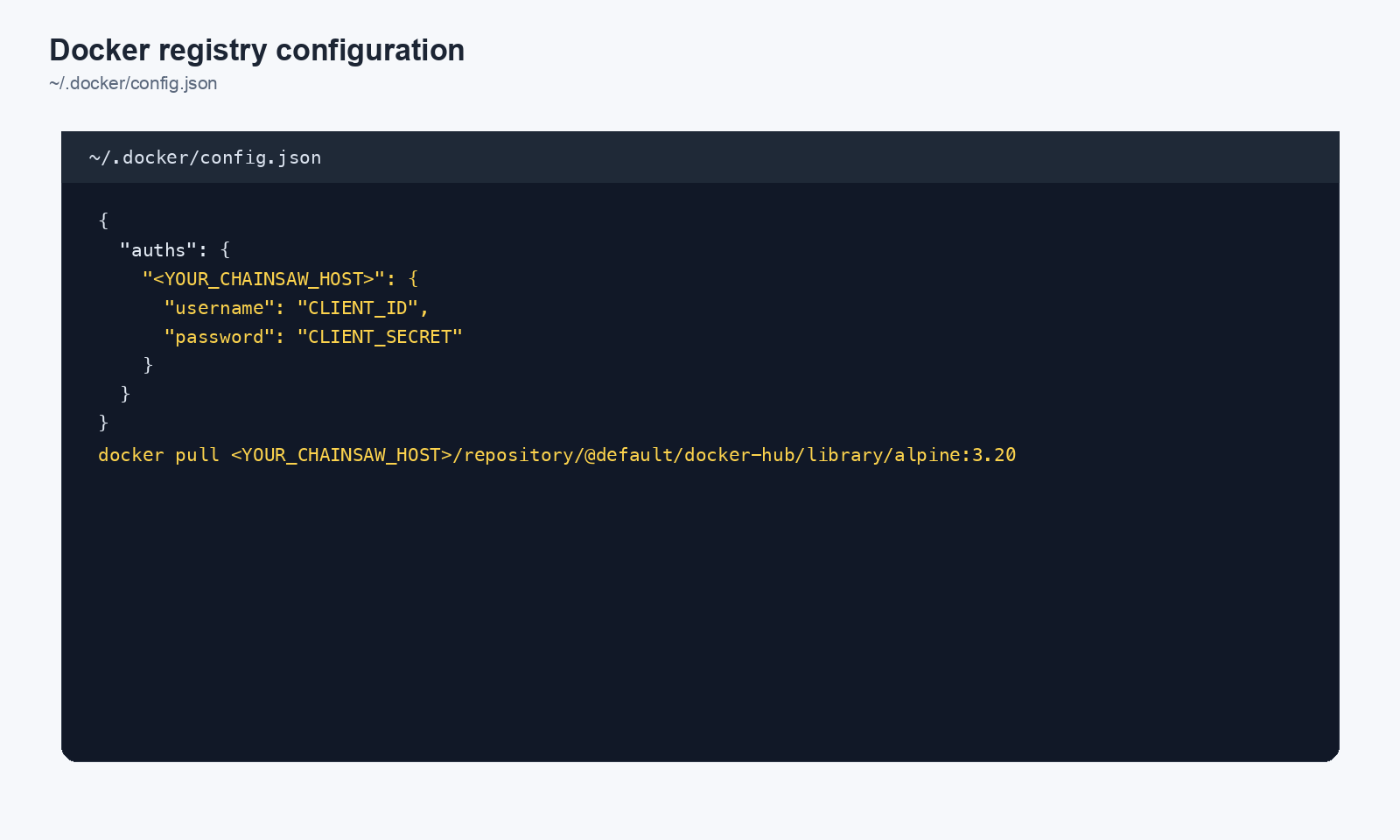 Docker registry configuration
