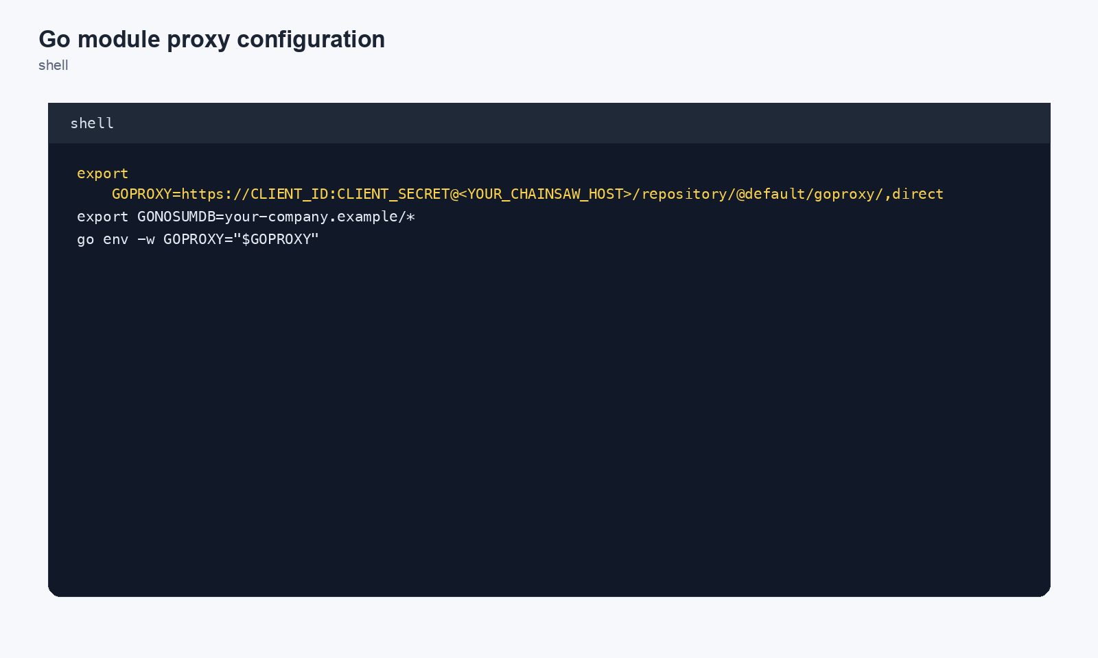 Go module proxy configuration