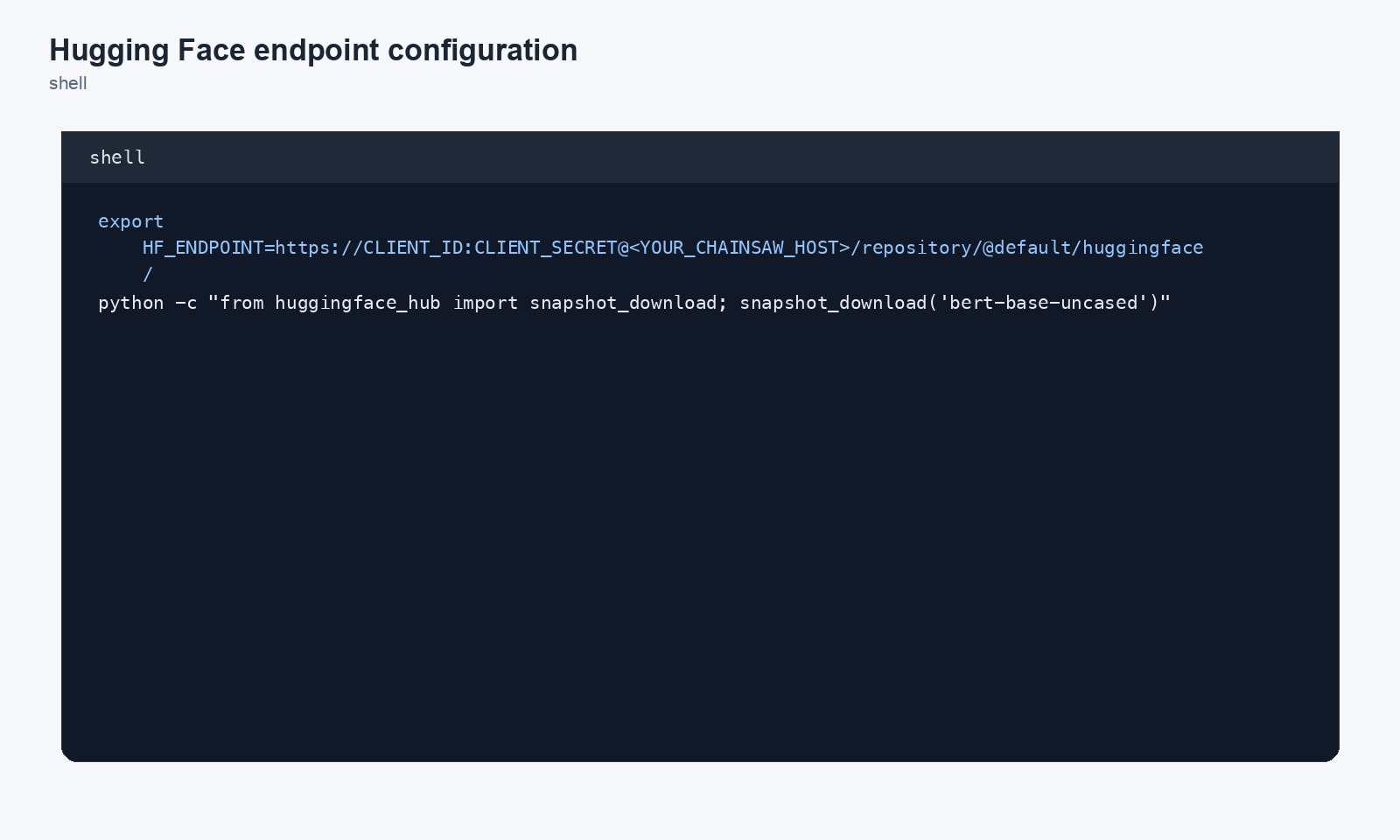 Hugging Face endpoint configuration