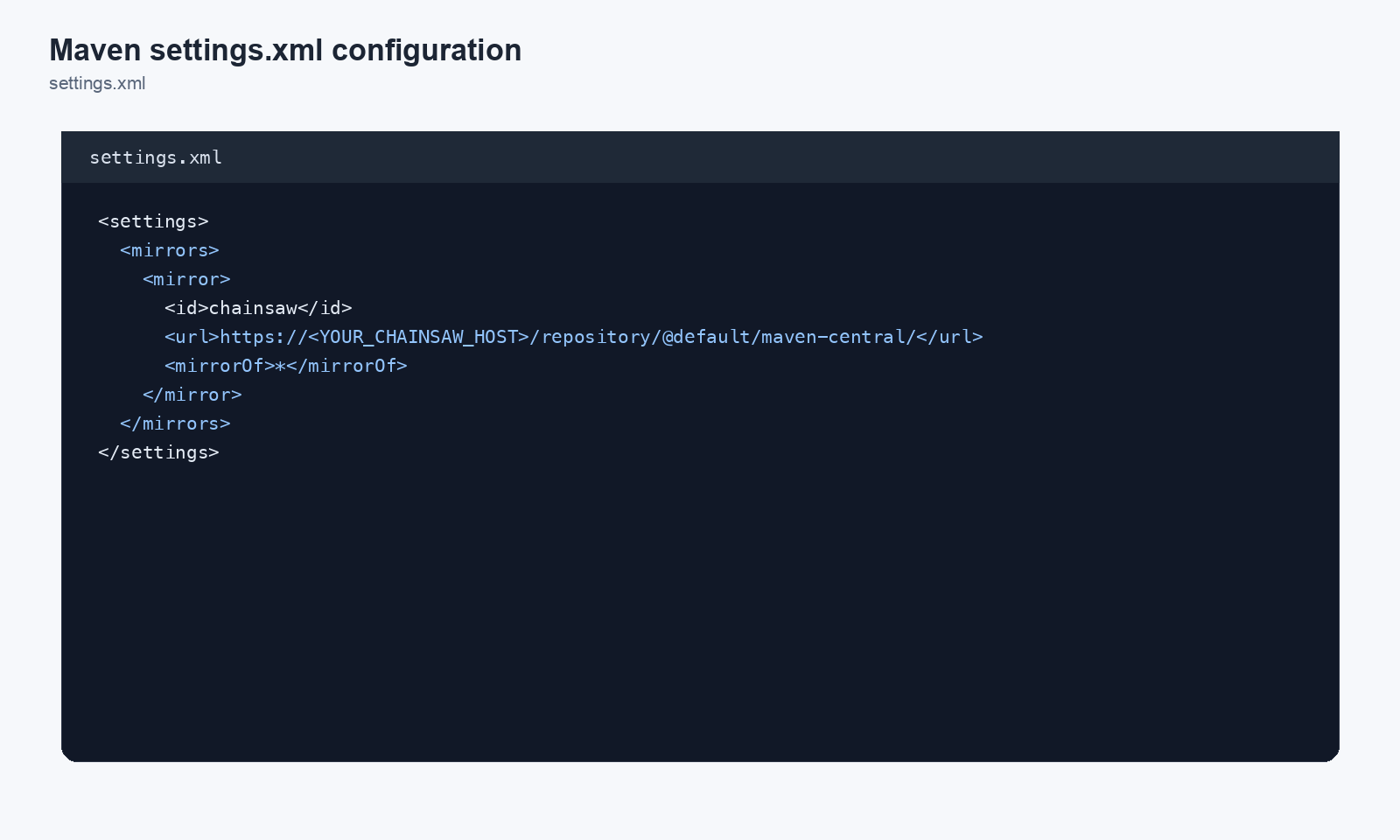 Maven settings.xml configuration