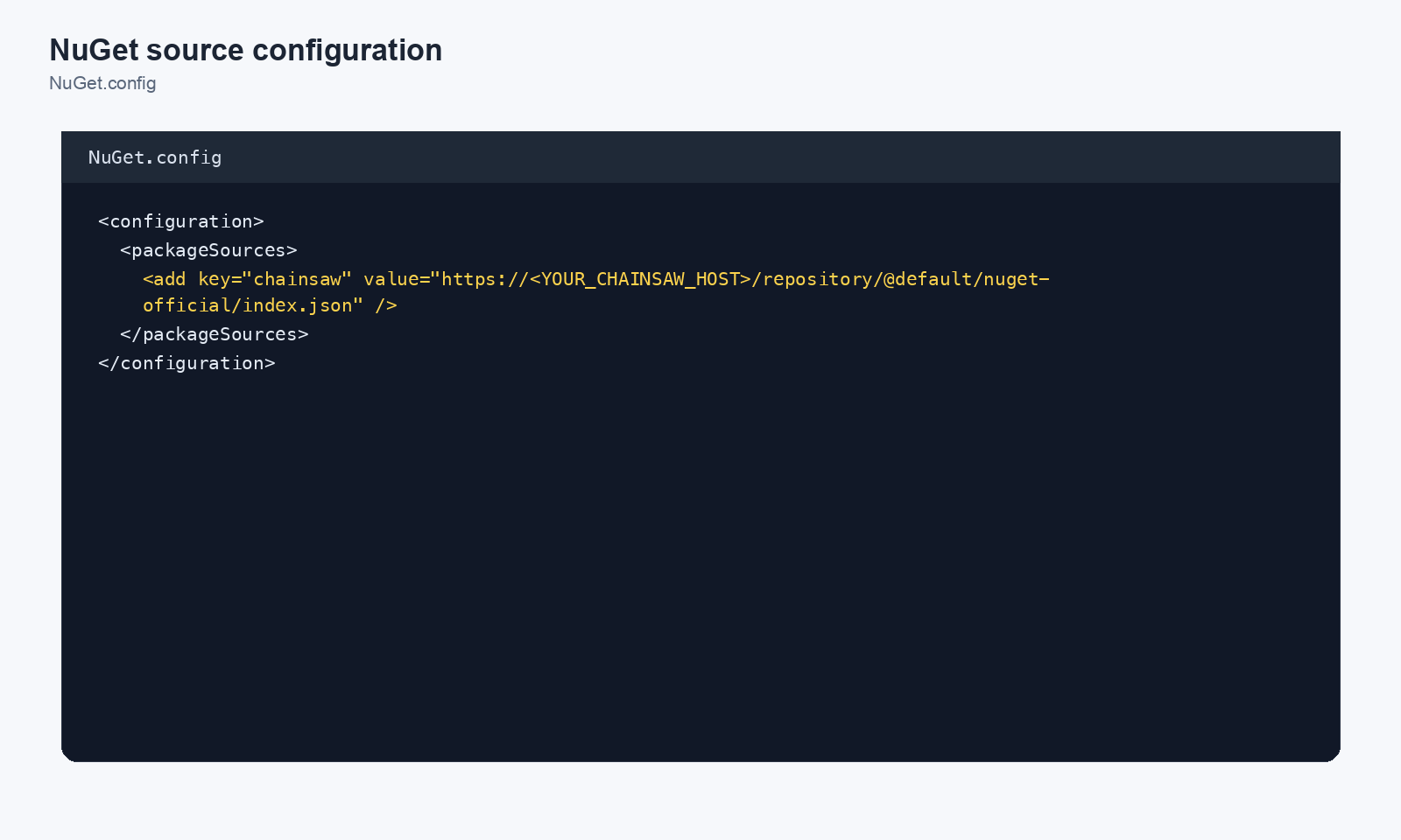 NuGet source configuration