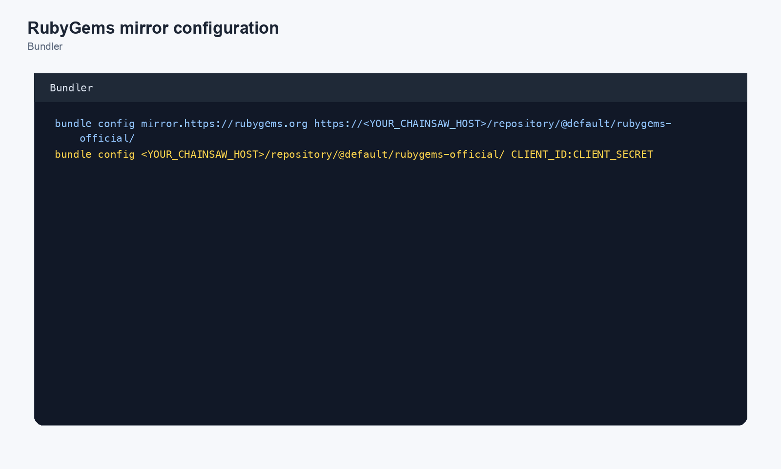 RubyGems mirror configuration