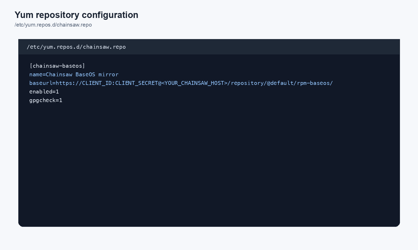 Yum repository configuration