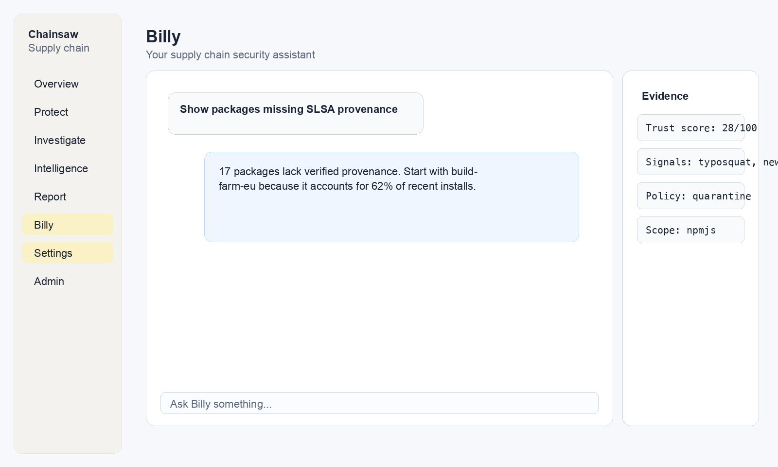 Billy answering a provenance query