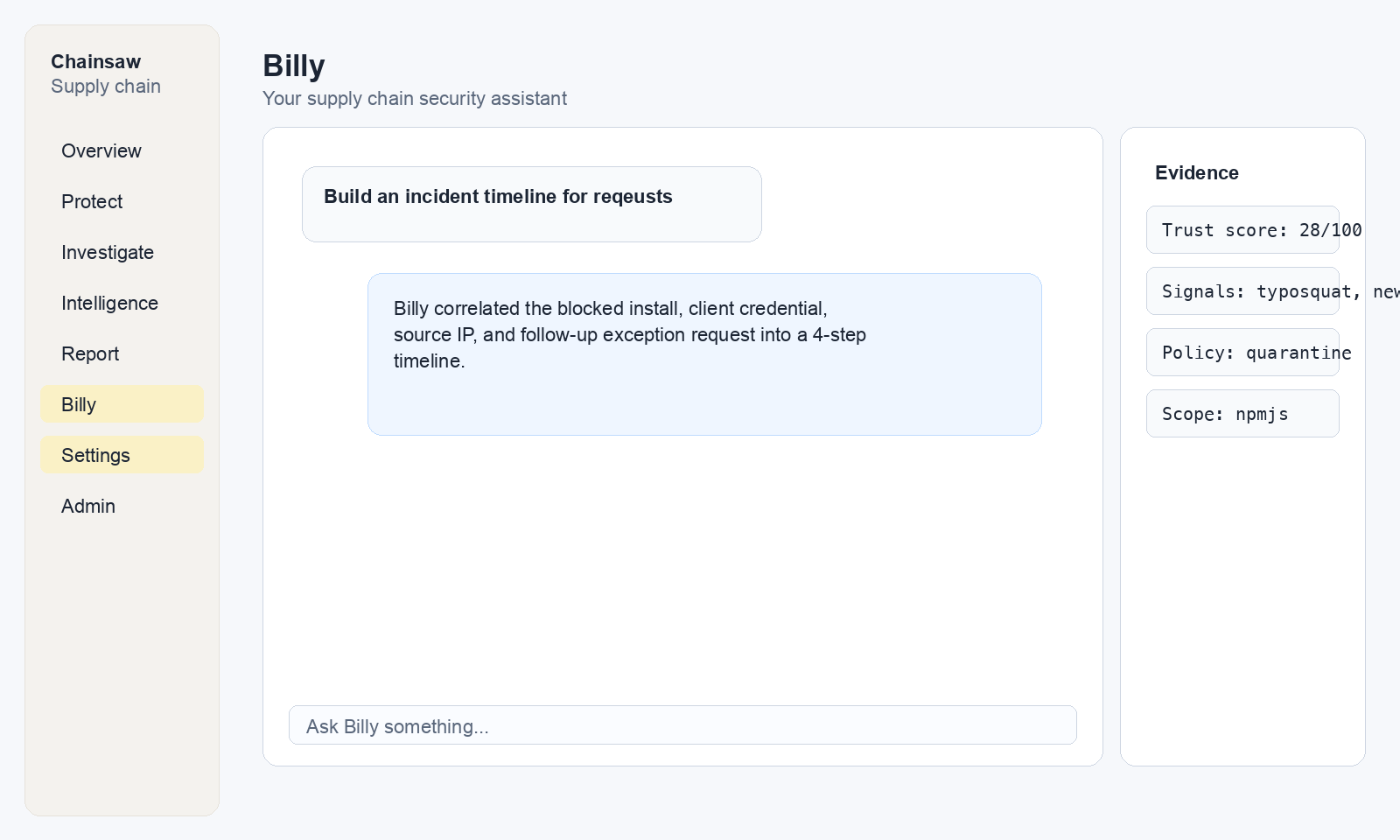 Billy analyzing audit logs