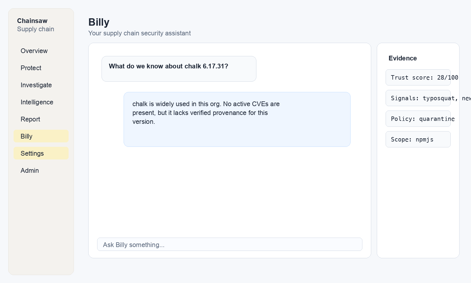 Billy answering a package question