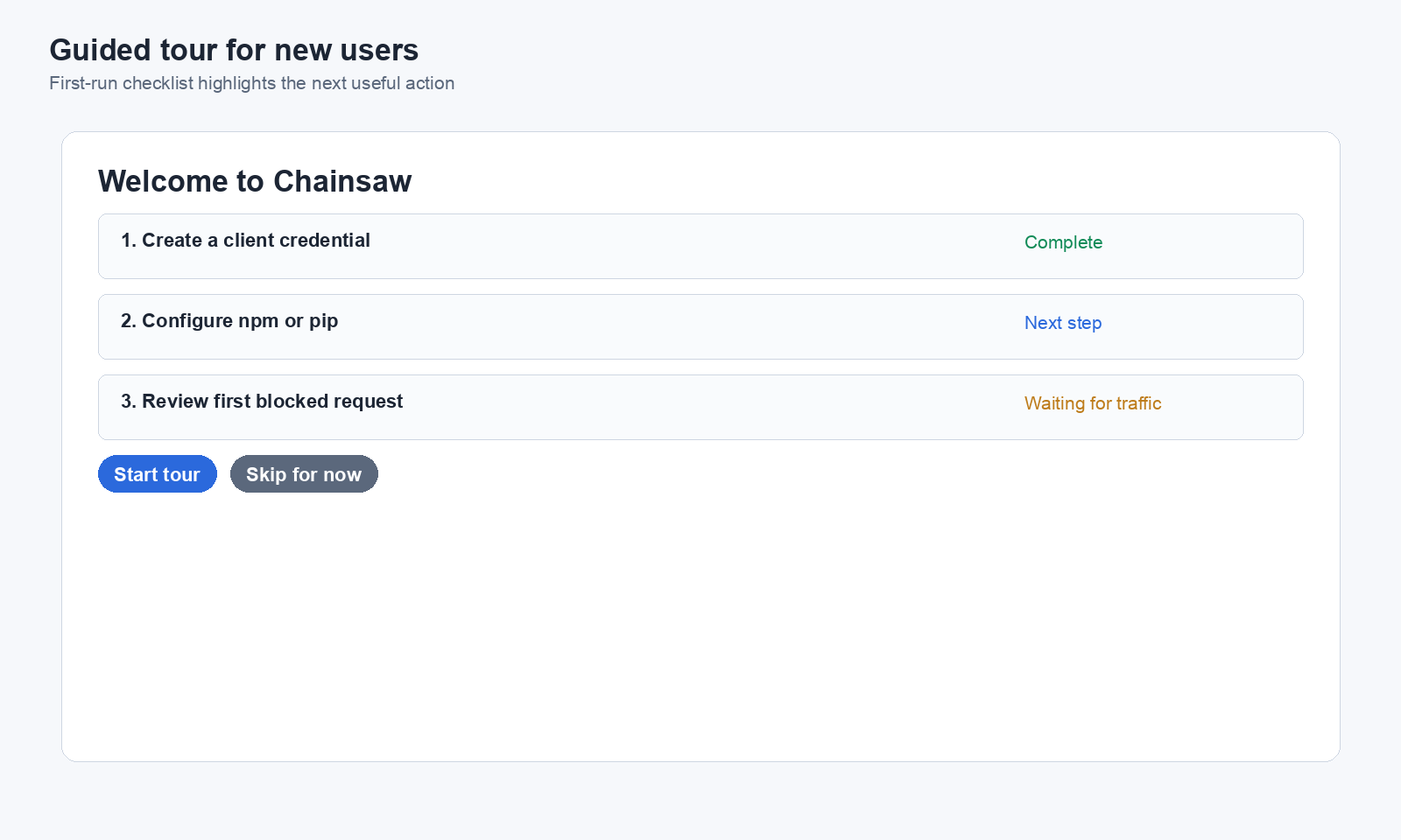 Guided tour for new users
