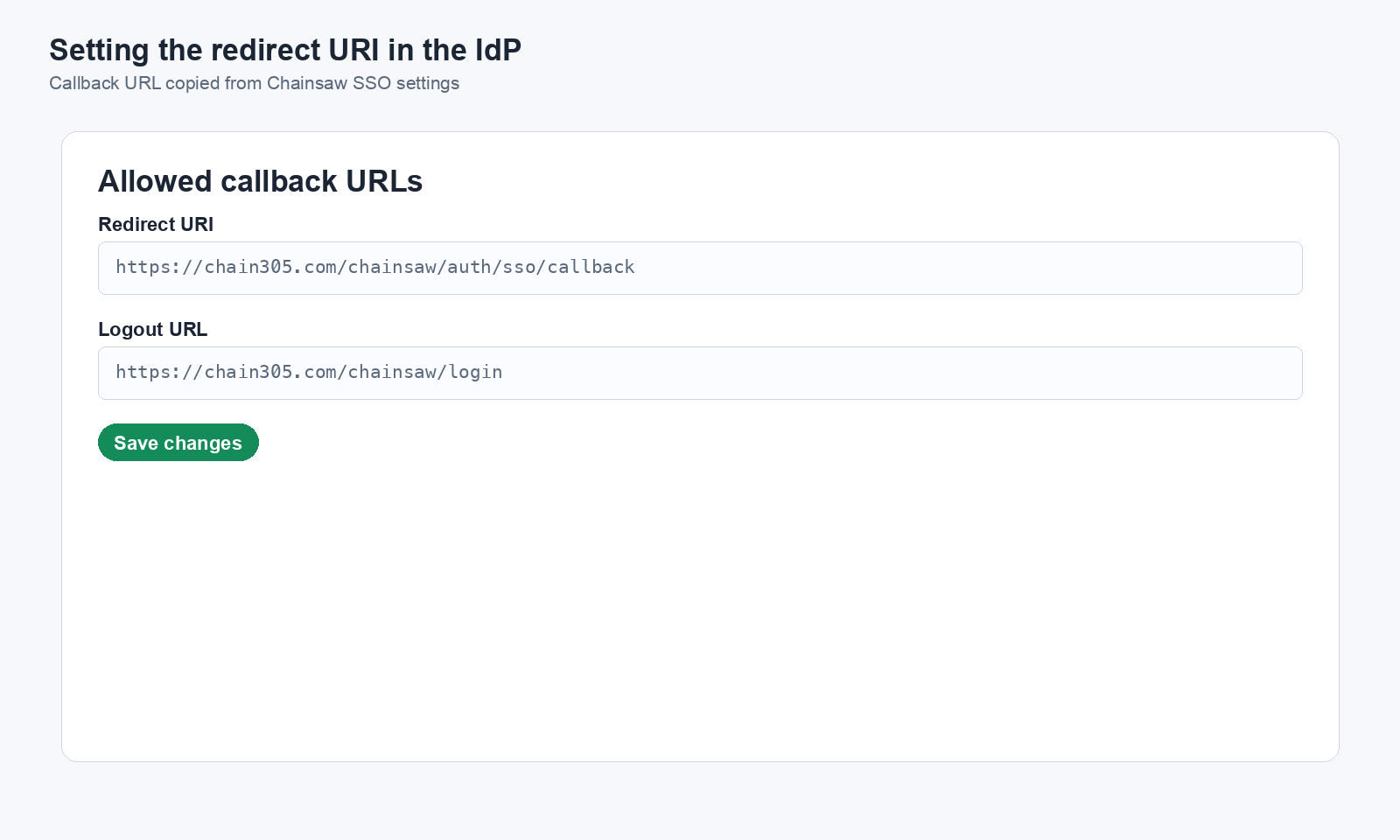 Setting the redirect URI in the IdP