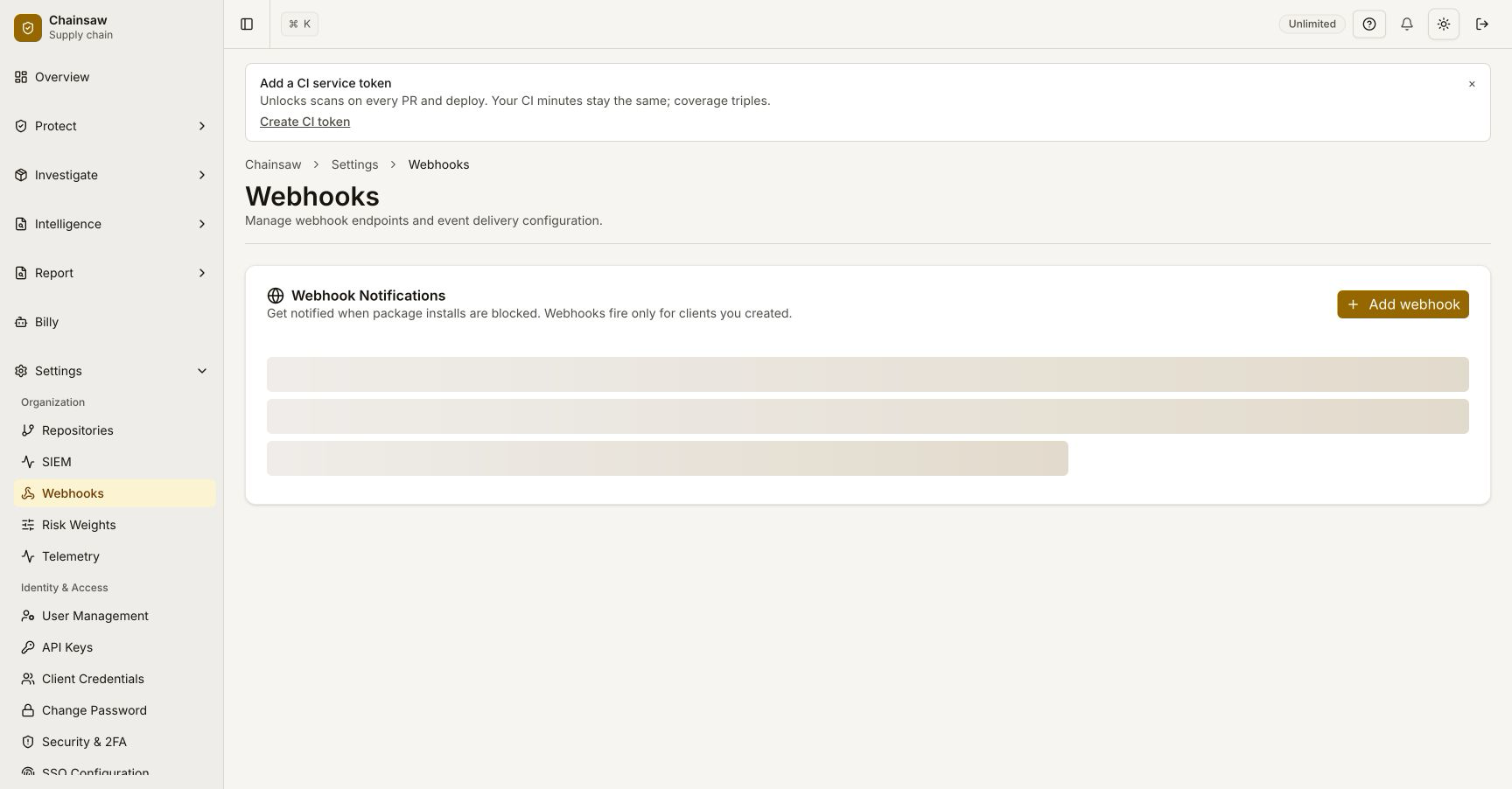 Hook configuration in settings
