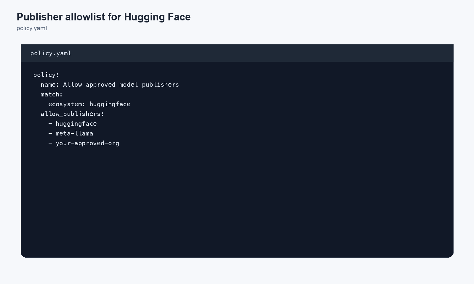 Publisher allowlist for Hugging Face