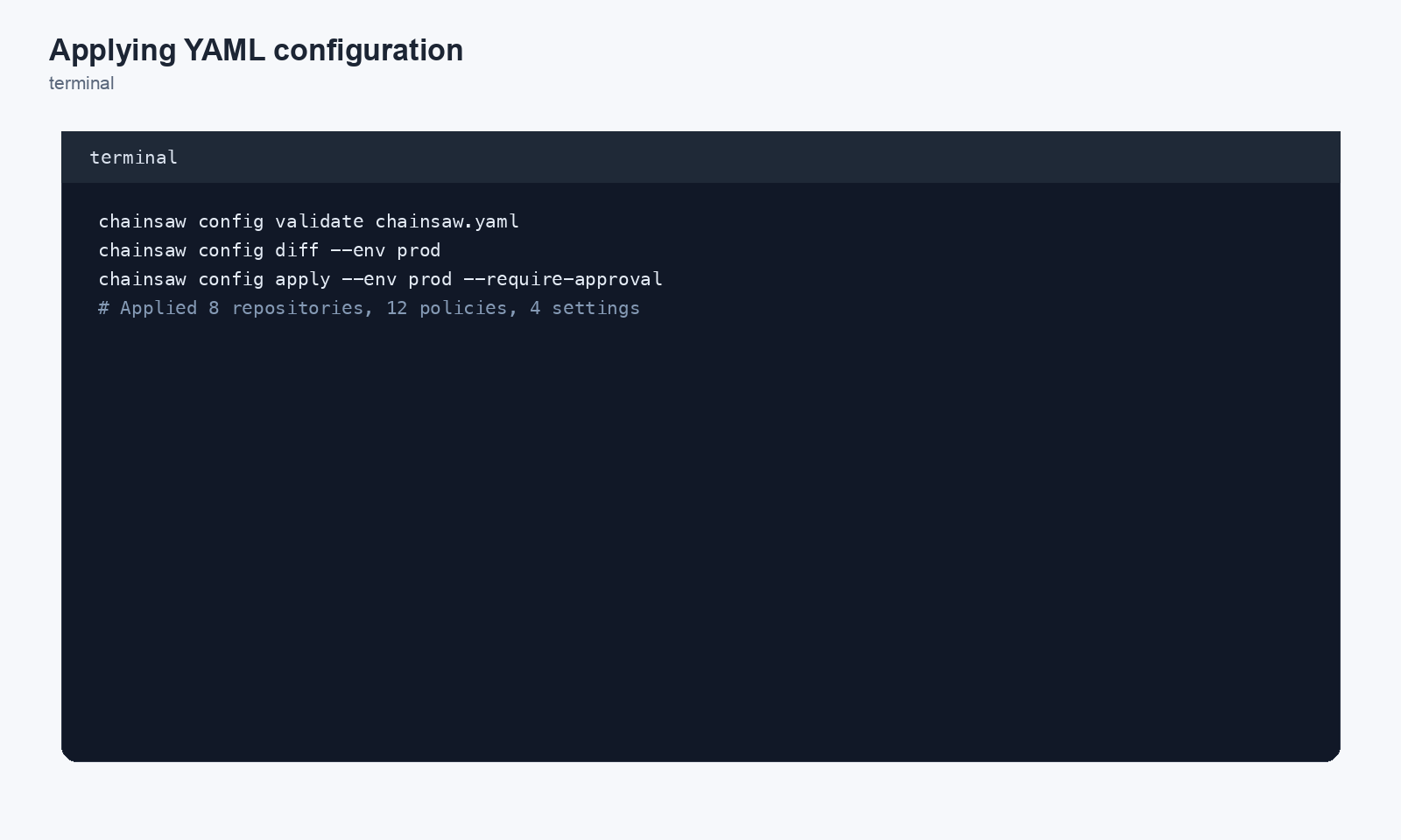 Applying YAML configuration