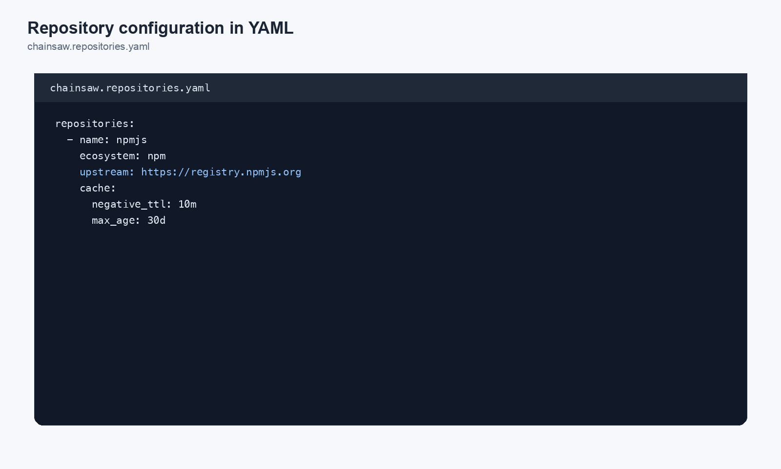 Repository configuration in YAML