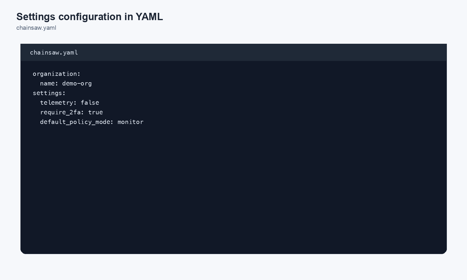 Settings configuration in YAML