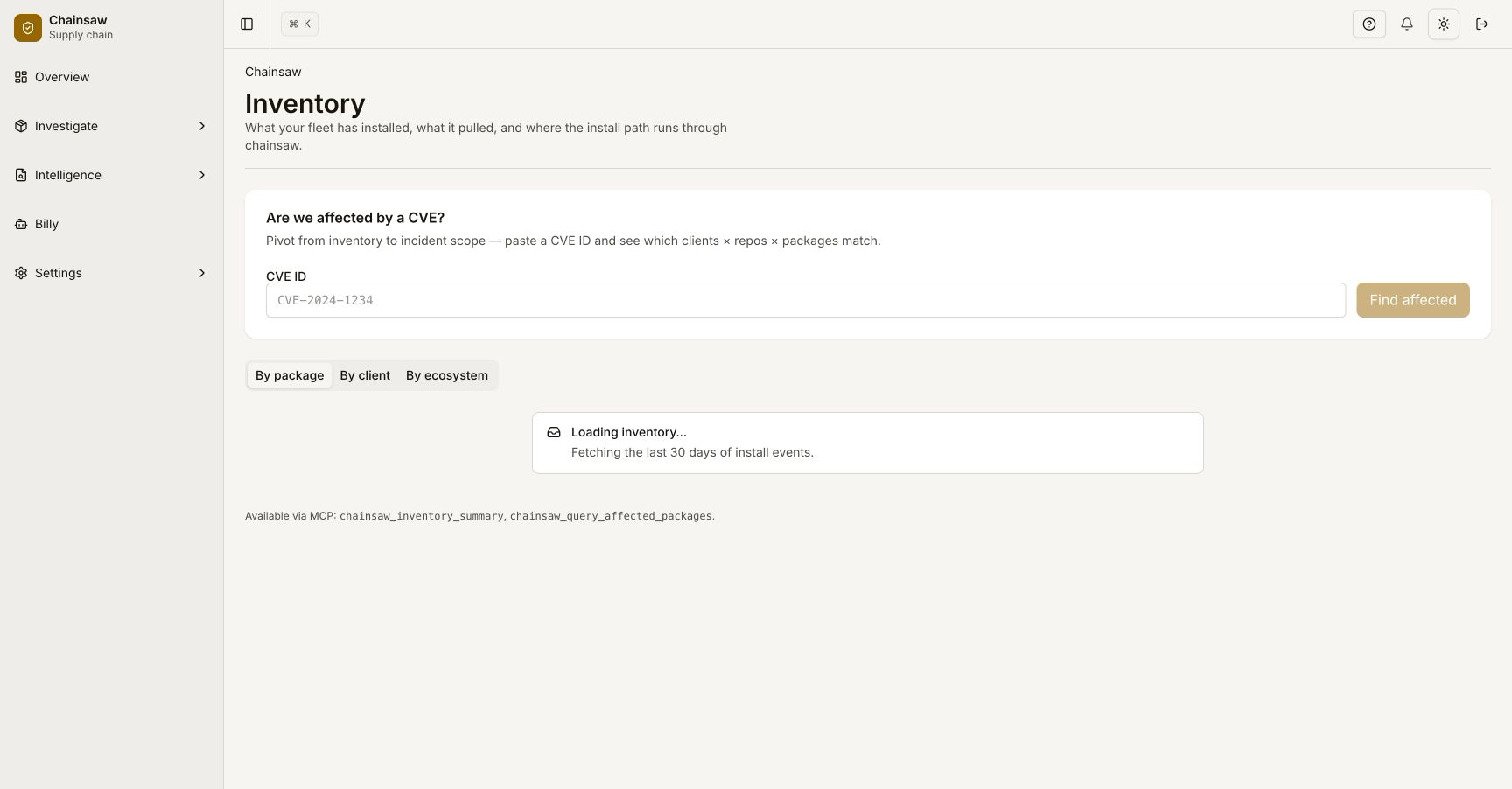 Inventory dashboard with three pivots